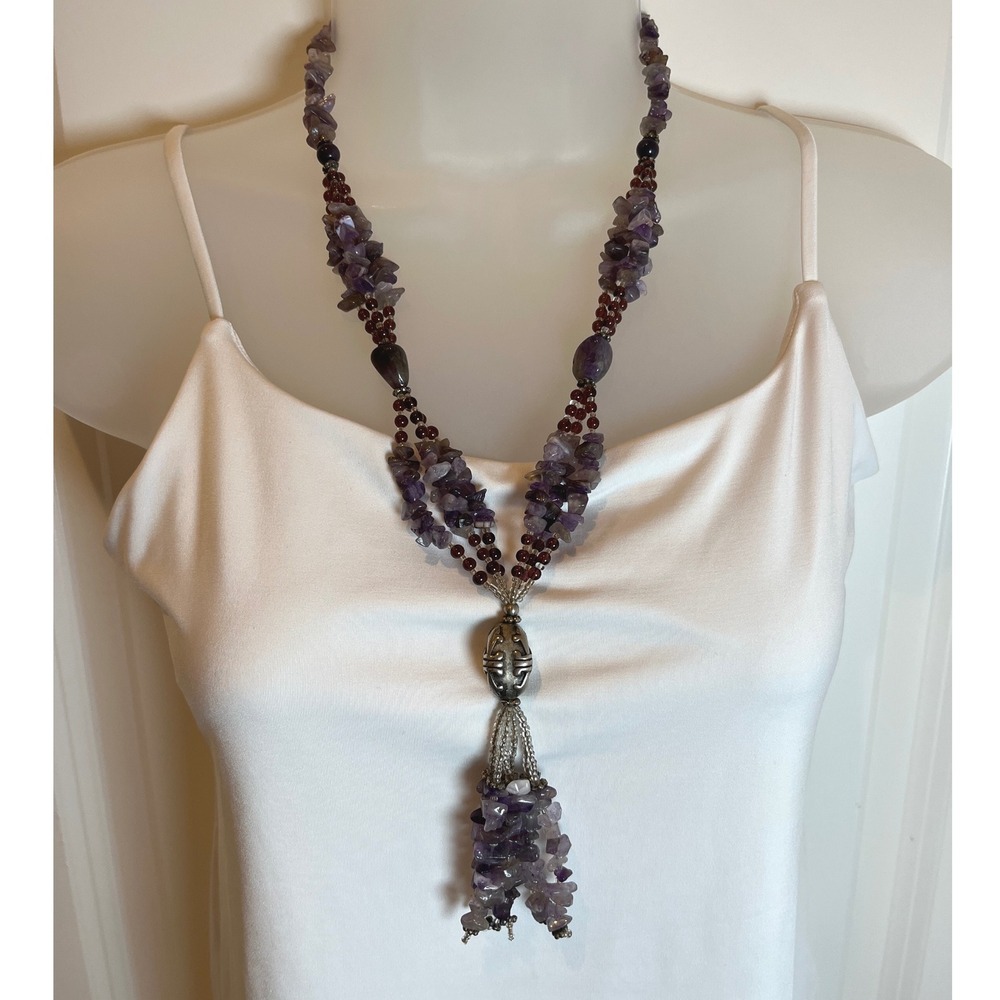 Vintage‎ Amethyst Chip Bead Statement Necklace